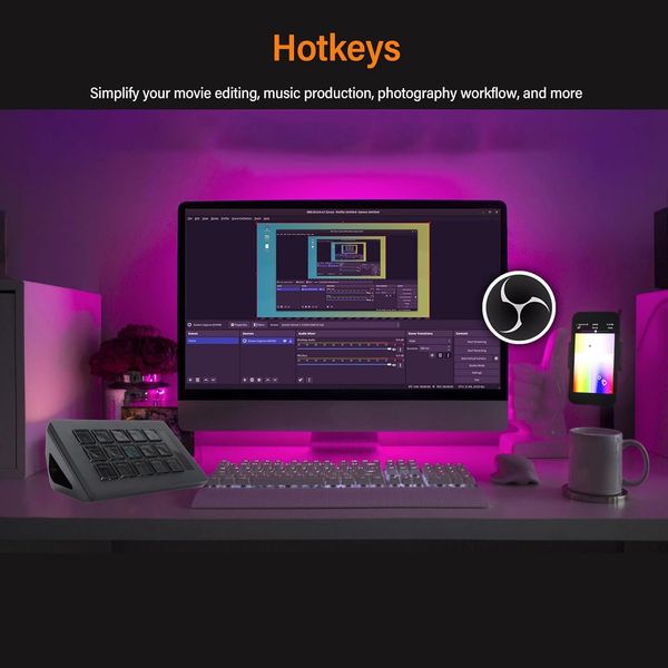 Stream Deck Studio Controller, 15 Custom Macro LCD Keys, Audio Mixer Trigger Action for OBS, Twitch, YouTube, Works with Mac and PC (White)
