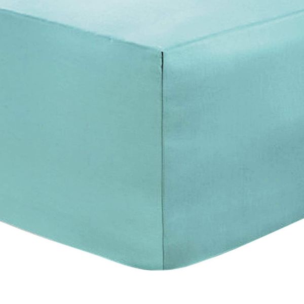 Deep Fitted Bed Sheets Easy-Care Non-Iron Percale 10'' / 25CM Fitted Sheet, 4Ft Small Double - Duck Egg