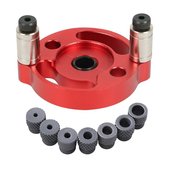 Vertical Self Centering Dowel Jig Kit 2/3/4/5/6/8/10mm Drill Bushings Dowelling Wood for Beech,Jig Self-Centering Drill Guide Kit,Vertical Hole Puncher Woodworking (Red)