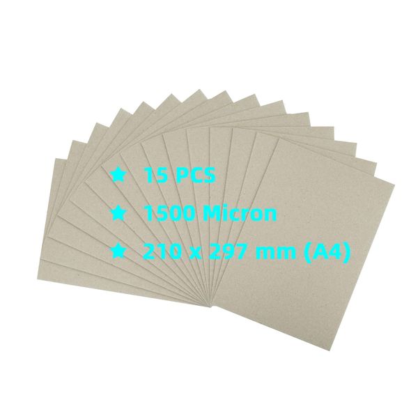 STRBOXONG A4 Greyboard, 15 Sheets 1500 Micron Thick Recycled Card, 1.5 mm Craft Model Making Presentation Board, Mounting Backing, Modelling Board Card (210 x 297 mm)