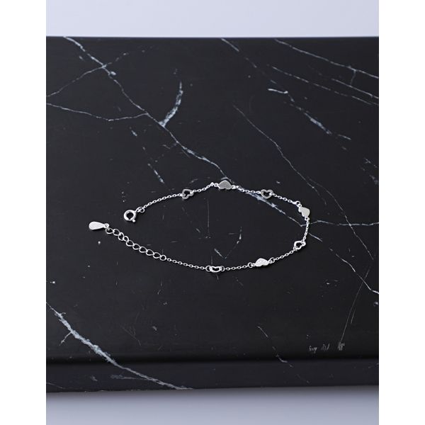 Logo Heart Link Chain Silver Bracelet