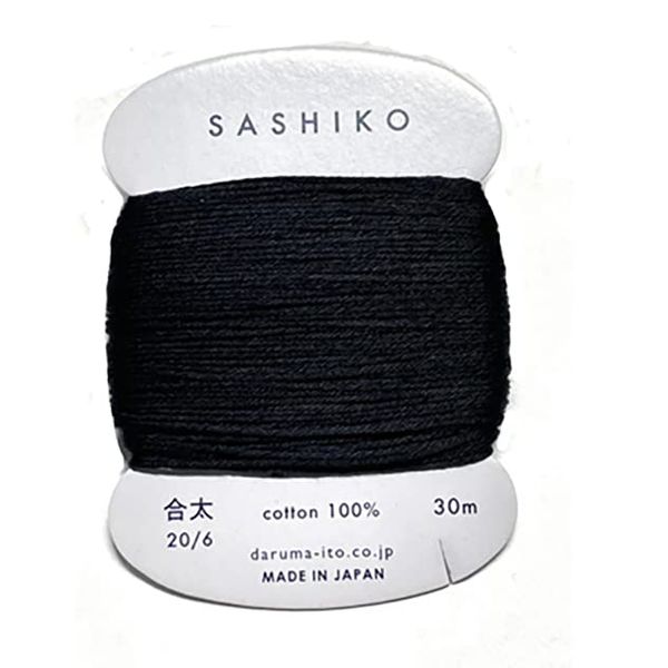 Sashiko Thread - Daruma - Medium/Regular Weight - 30m Cards (Black # 219)