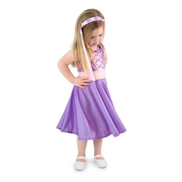 Little Adventures Rapunzel Princess Twirl Dress (X-Small Size 2) - Machine Washable Child Pretend Play and Party Dress with No Glitter Purple