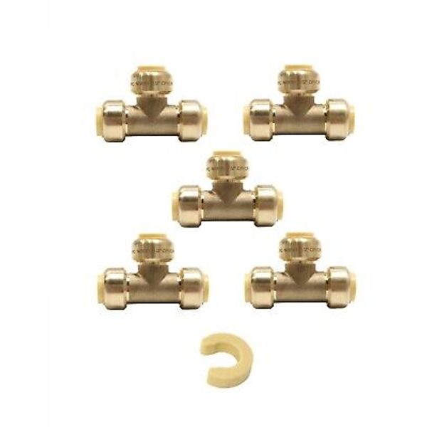 EFIELD 5 PCS 3/4"  Push-Fit Tee Fitting &Disconnect Clip, No Lead
