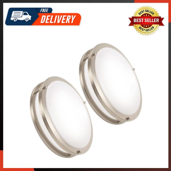 2-Pack 36W 13Inch LED Flush Mount Ceiling Light Fixture Dimmable Brushed