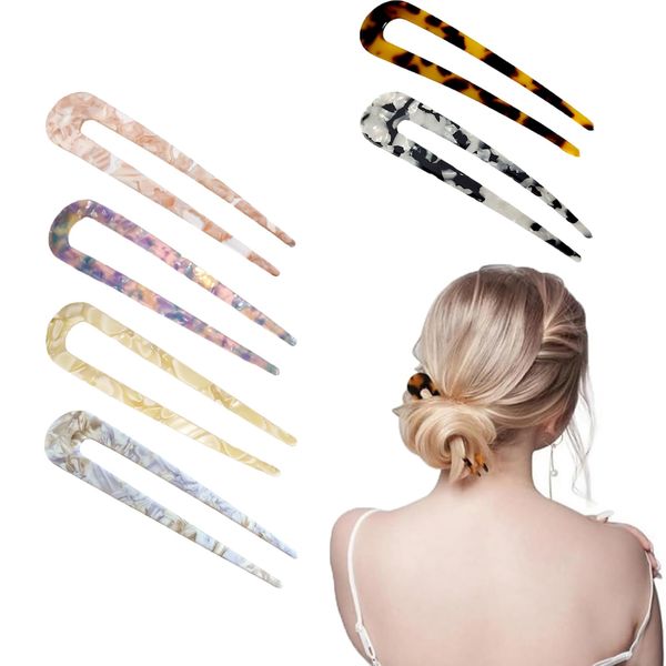 6 Pcs French Hair Pin, French Pin, French Pin, French Twist Hair Pin, French Pins Hair, French Pins, 2 Prong Updo Chignon Pin For Women Girls Hairstyle Accessories, 11.5 * 3cm