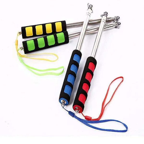 Angeer 4 Pcs/Set Telescopic Flagpole Portable Stainless Steel Extendable Handheld with Sponge Grip Teaching Pointer for Tour Guides (Red+Yellow+Blue+Green)