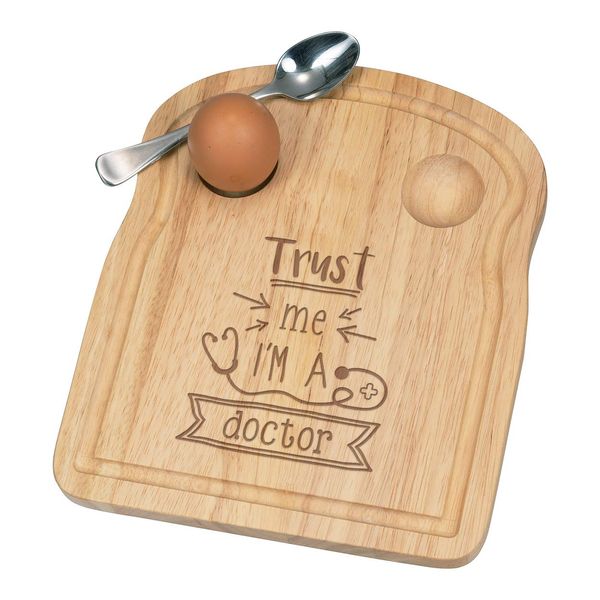 Trust Me I'm A Doctor Breakfast Dippy Egg Cup Board Wooden Easter