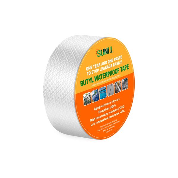 Butyl Waterproof Tape 5cm Width x 5m Length, Upgraded Leak Proof Butyl Seal Strip, Multi-Use Repair for Boat and Pipe Sealing, HVAC Ducts, Roof Crack, RV, Awning, Window Sealing, Silver