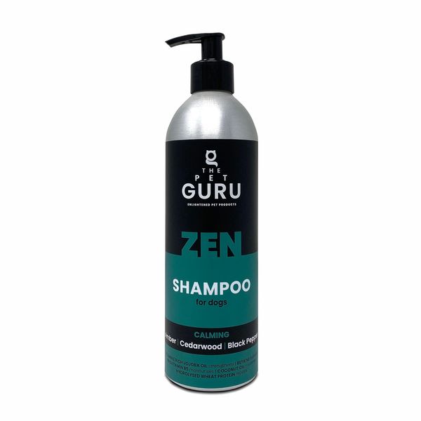 The Pet Guru - Scented Natural Dog Shampoo, 500ml - ZEN - Amber Cedarwood Black Pepper - Calming Shampoo - Dog Puppy Shampoo