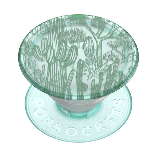 PopSockets Plant-Based Phone Grip with Expanding Kickstand, Adhesive Grip, Eco-Friendly - Translucent Cacti