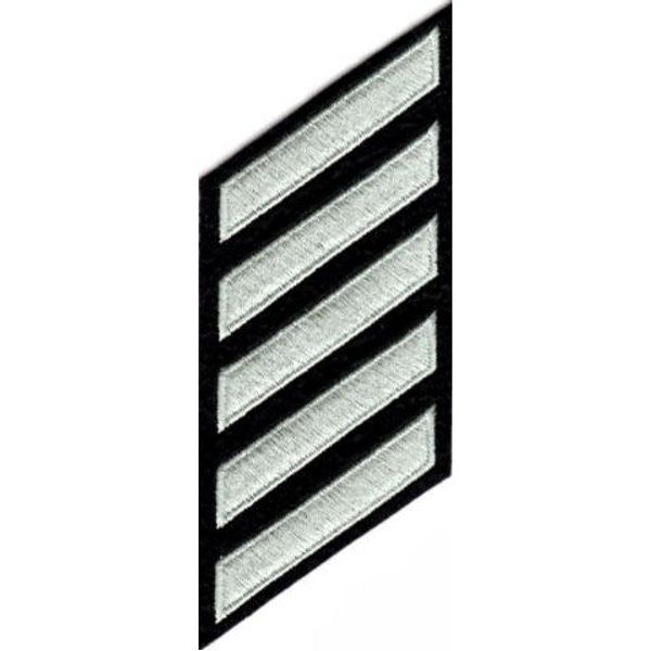 Uniform Service Hash Marks - LAPD Silver Grey on Black Felt Backing - 5 Hashes