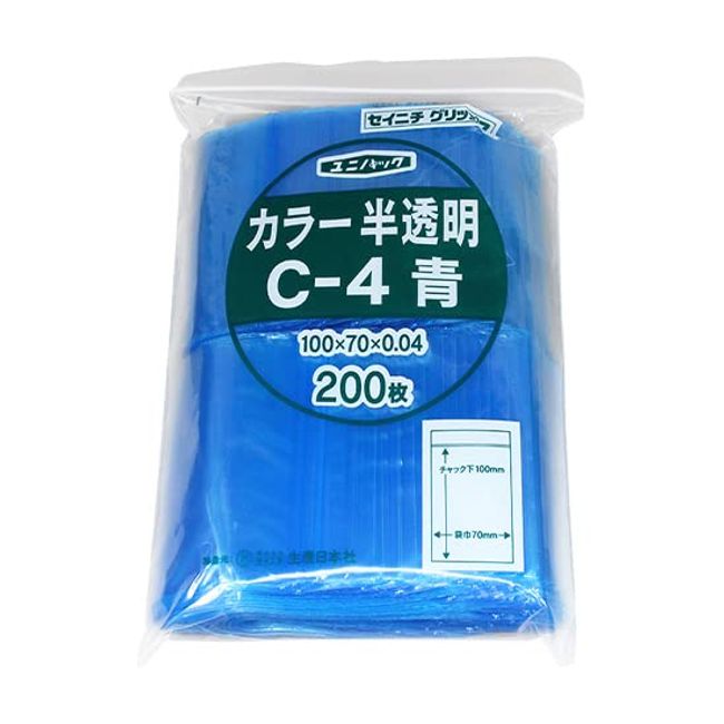 Manufacturing Nihon Sha Unipack Color Translucent Blue C-4 Polyethylene, Japan (200 Pieces) AYN0702