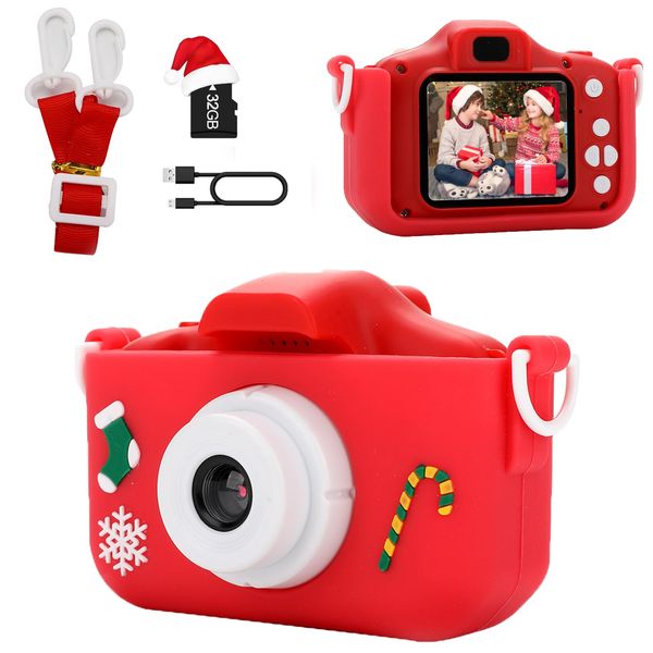 Kids Digital Camera Toy, Children Camera Toys for Kids Age 3-12, Christmas/Birthday Gifts for Girls and Boys, Toddler 1080P HD Video Camera, Santa Claus Theme