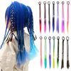Hawkko Wig, Extensions, Braided, Kids, Gradient, Ponytail, Hair Extensions, Colorful Wig, Kids, Hair Extensions, Hip Hop, Dance, Rubber, Hina Festival, Recital, Party, Stage, Flashy Hair, Easy to Put On and Take Up, Set of 2 (Black x Blue)