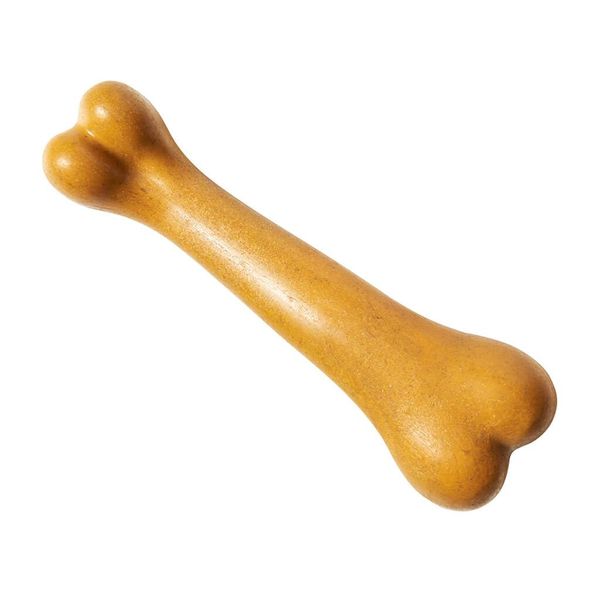 SPOT Bam-Bones Plus Dino Bone - Bamboo Fiber & Nylon, Durable Long Lasting Dog Chew for Aggressive Chewers – Great Toy for Dogs Under 90lbs, Non-Splintering, 7.25in Peanut Butter Flavor Allergen Free