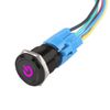 ESUPPORT 16mm 12V 3A Car Purple LED Light Power Metal Push Button Toggle Switch Socket Plug Latching Black Shell