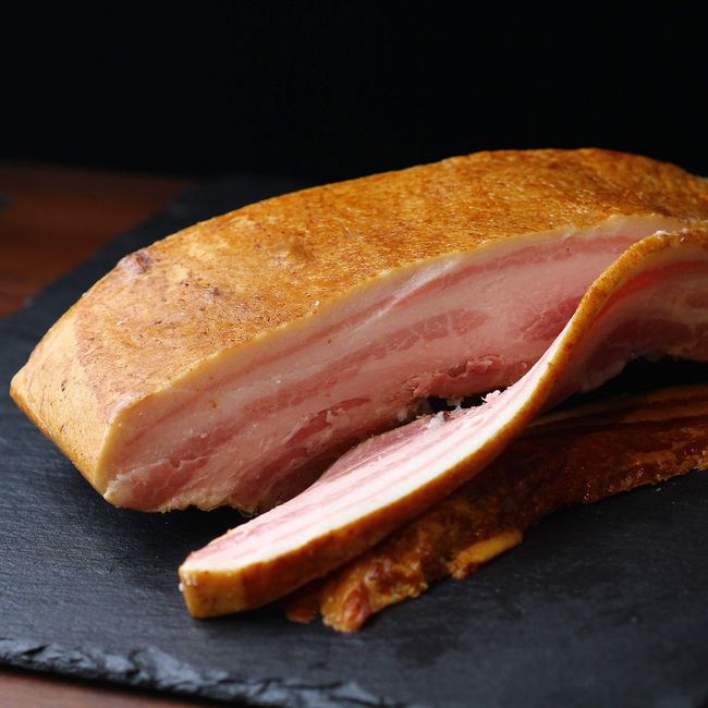 Dry Salted Bacon Block Pork Pork Belly 21.2 - 24.7 oz (600 - 700 g) Cherry Chips Smoked Bacon Smoked Bacon Smoked Bacon Block | Dry Cured Smoked Bacon Block | SKU-826