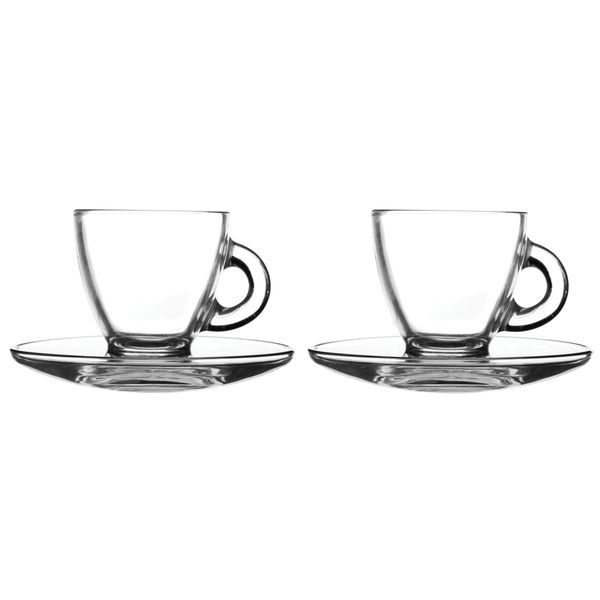 Ravenhead Entertain Glass Espresso Cup and Saucer, Set of 2, 8cl