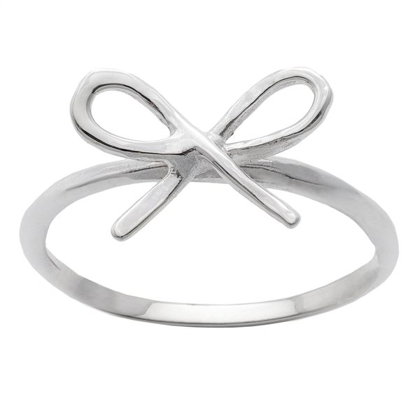 Silverly Women's 925 Sterling Silver Thin Bow Ribbon Knot Open Band Ring