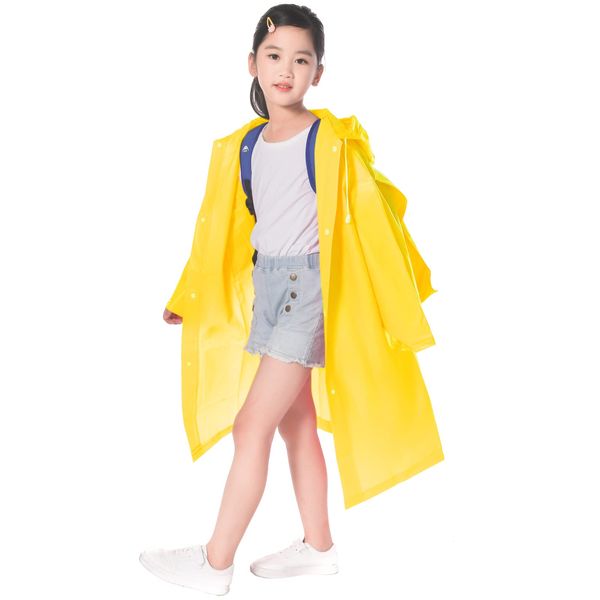 Kids Waterproof Rain Coat, EVA Rain Poncho with Hood for Girls Boys, Children Raincoat with School Bag Cover, Toddler Rainwear Rain Jacket Cape for Outdoor Cycling Hiking Camping Climbing (Yellow)