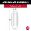 Taylor Made Super Gard Boat Fender, White (8.5" x 26") Double-Molded Ends, Ribbed Technology to Minimize Roll, Rubber Football Needle Inflation Valve, Marine-Grade Vinyl, 5/8" Eyelets - 950824