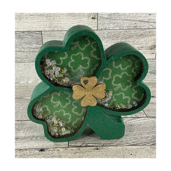 AGD Saint Patrick Decor - Irish Shamrock Chunky Wood Shaker Sitter