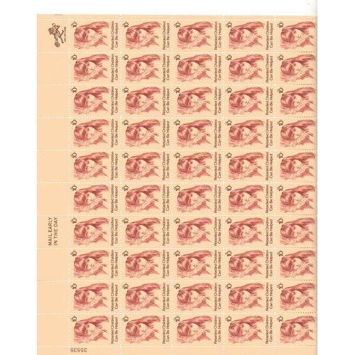 "Retarded Child" Full Sheet of 50 X 10 Cent Us Postage Stamps Scot #1549