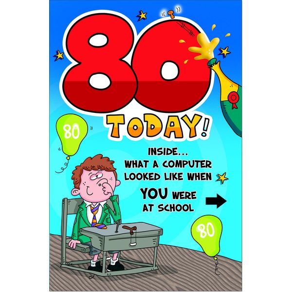 doodlecards Funny 80th Birthday Card Age 80 Medium Size with Plain Envelope