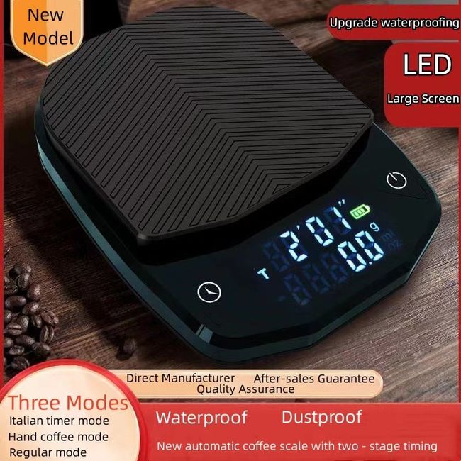 Digital Coffee Scales with Timer 3kg/0.1g High Precision, Espresso Scale  with Type-C Charging Cable, Waterproof Rechargeable Kitchen Scale LED  Screen