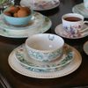 24pc Bone China Dinner Service Set Porcelain Dinnerware MORRIS GARDEN Turquoise