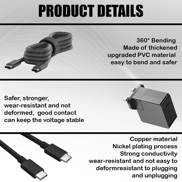 TJ Inspirations Laptop Charger 45W 3A USB-C Type Cable included Power Adapter - Compatible with Dell HDCY5 Inspiron 15 7000 11 3000 15-5575-D1505S 11-3180-D1848S PXS12/13 XPS 13-9370-D1809G