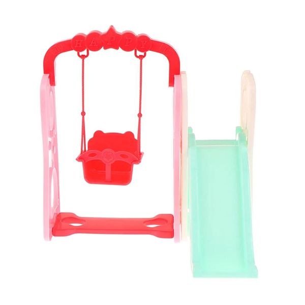 Mllxon Miniature Dollhouse Swing Set,Mini Swing and Slide Toy,Dollhouse Landscape Ornament Mini Playground Accessories(Random Color)