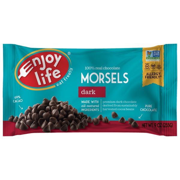 Enjoy Life Dark Chocolate Morsels, Baking Chocolate Chips Bundle, Vegan, Dairy Free, Gluten Free, Nut Free, Kosher, Soy Free, Allergy Friendly, 6 Bags (9 oz), Bulk Chocolate