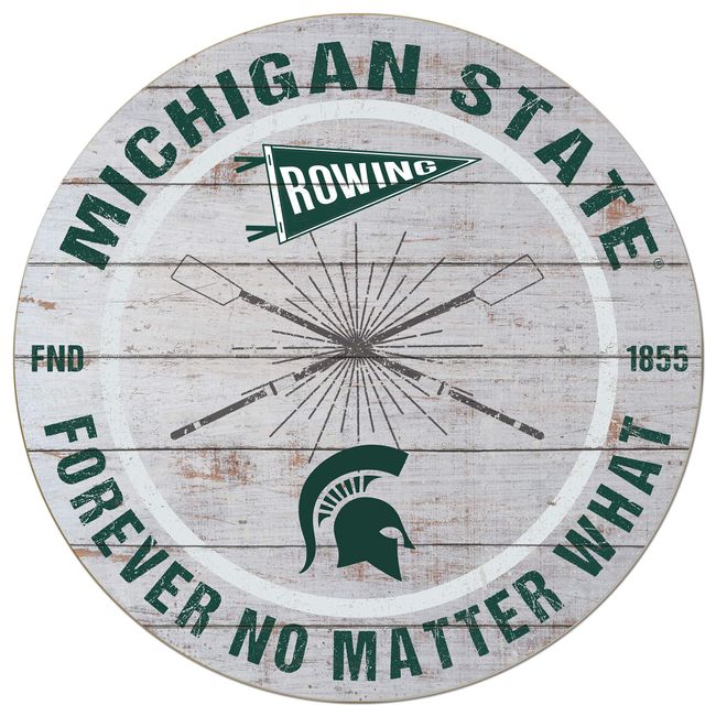 KH Sports Fan 20x20 Weathered Circle - Throwback Michigan State Spartans Rowing