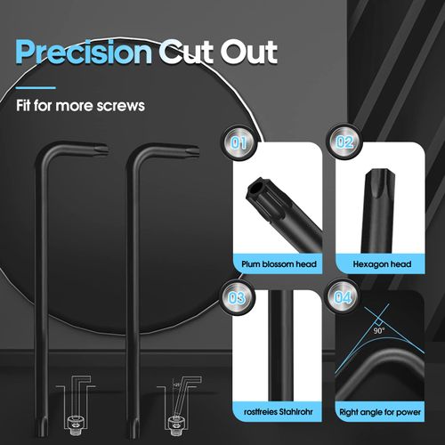 DISEN 9 Pieces Torx Star Allen Wrench Set, Long Arm Star Key Set T10-T50, Chrome Vanadium Steel