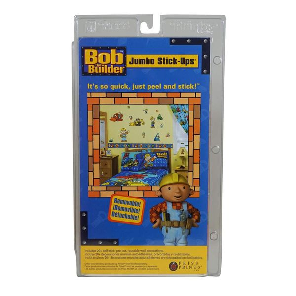 Bob The Builder Removable Jumbo Stick ups - Includes 20+ Self-Stick, Pre-Cut, Reusable Wall Decorations