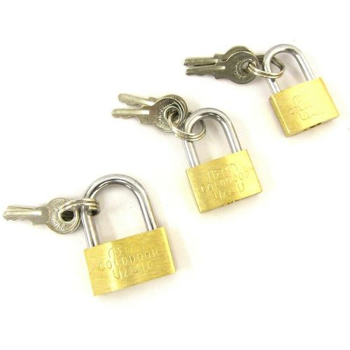 SystemsEleven® Brass Padlock Security Locker - Storage Unit School Gym Locker, Fence, Toolbox, Hasp Storage Small Padlocks with Keys for Suitcase - Pack of 3-20mm 25mm 30mm