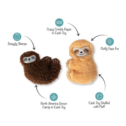 Fringe Studio Plush Cat Toy Set, Movin' Slow, Mini 2 Piece Set, Pet Shop Collection (692009)