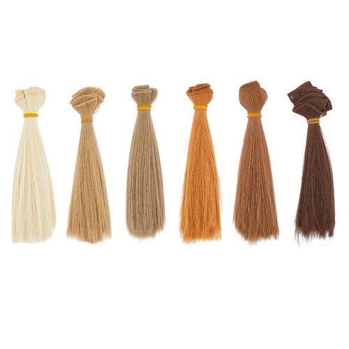 DICOSMETIC 6Pcs 6 Colors Doll Wig Doll Hair 15cm Straight Short Doll Hair High Temperature Fiber Doll Hair Wefts Doll Making Kits Doll Hair Extensions Black Faux Hair Replacement for Doll Hair Crafts