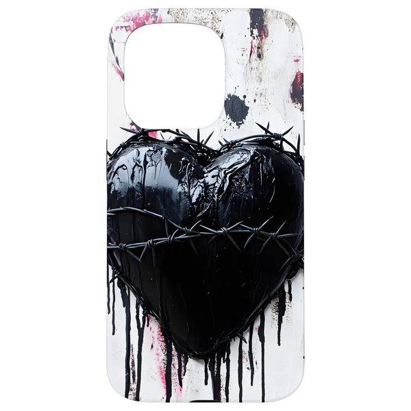 Black Spiked Heart Punk Grunge Case for iPhone 15 Pro