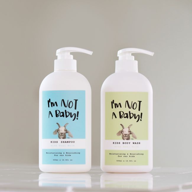 I&#39;m Not a Baby Kids Shampoo Body Wash Goat Milk Moisturizing Moist Children&#39;s Bath Set 500ml