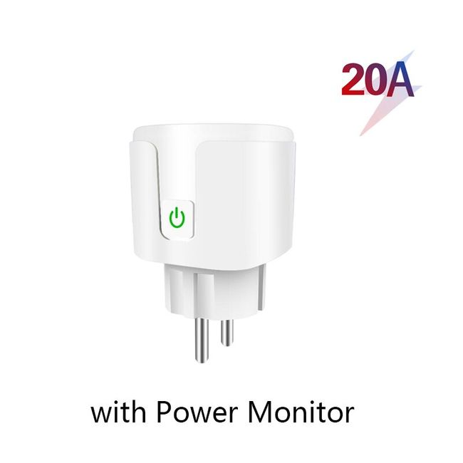 Tuya EU Plug 20A WIFI Remote Timer Power Monitor Smart Socket Works With  Google Home Alice Alexa Smartlife App Timing Control