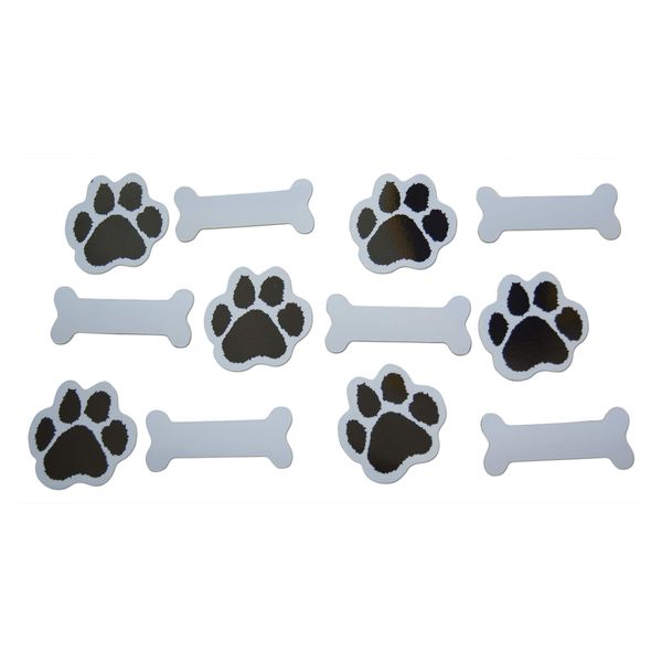 Novel Merk Dog Bone & Animal Paw Small Refrigerator Magnets Set for Party Favors & Carnival Prizes Miniature Design (12 Pieces)