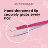 JAPONESQUE Soft Touch Slant Tweezer with Precision Crafted, Hand Sharpened Tips for Shaping and Defining Brows, Includes Protective Storage Pouch