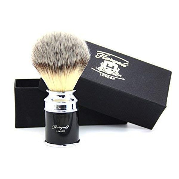 Men's Shaving Brush Synthetic Hair Shaving Brush Black & Silver Drum Handle Comes in Classical Gift Box Presant