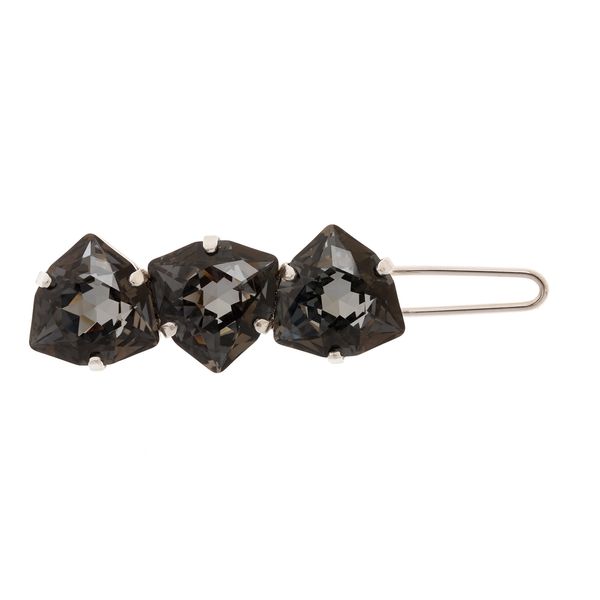 L. Erickson Triple Crystal Tige Boule Barrette - Silver Night/Silver