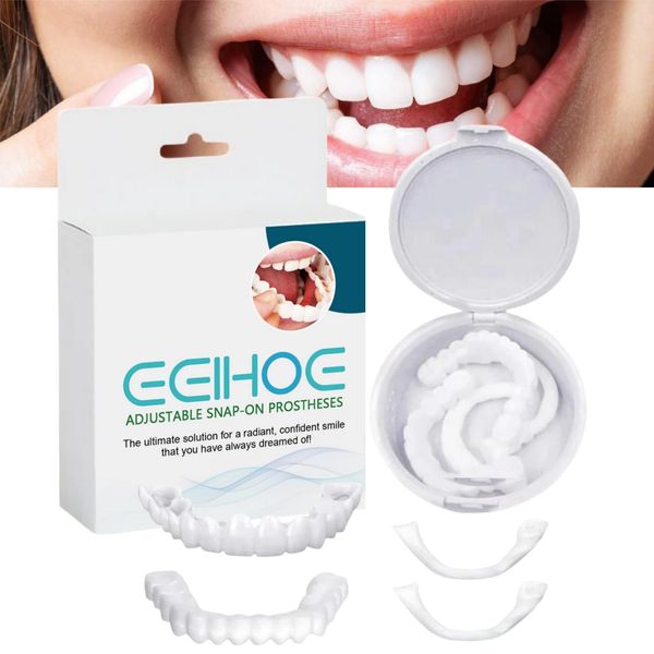 Instant Veneers Dentures,Clip in Veneers Teeth,Snap on Veneers Teeth,Fake Braces,False Teeth,Temporary Teeth Veneers Top and Bottom,Clip on Veneers Top and Bottom,Adjustable Snap-on Dentures Clip