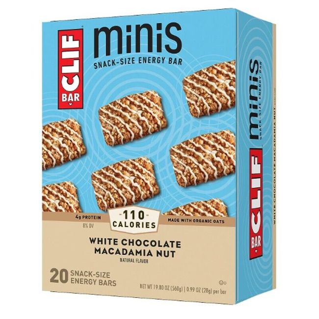 CLIF BAR Minis White Chocolate Macadamia Nut Flavor Organic Oats 20 Energy Bars