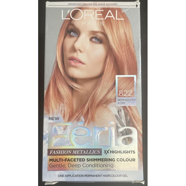 L’Oréal Féria Multi-Faceted Shimmering Hair Color, 822 Medium Iridescent Blonde